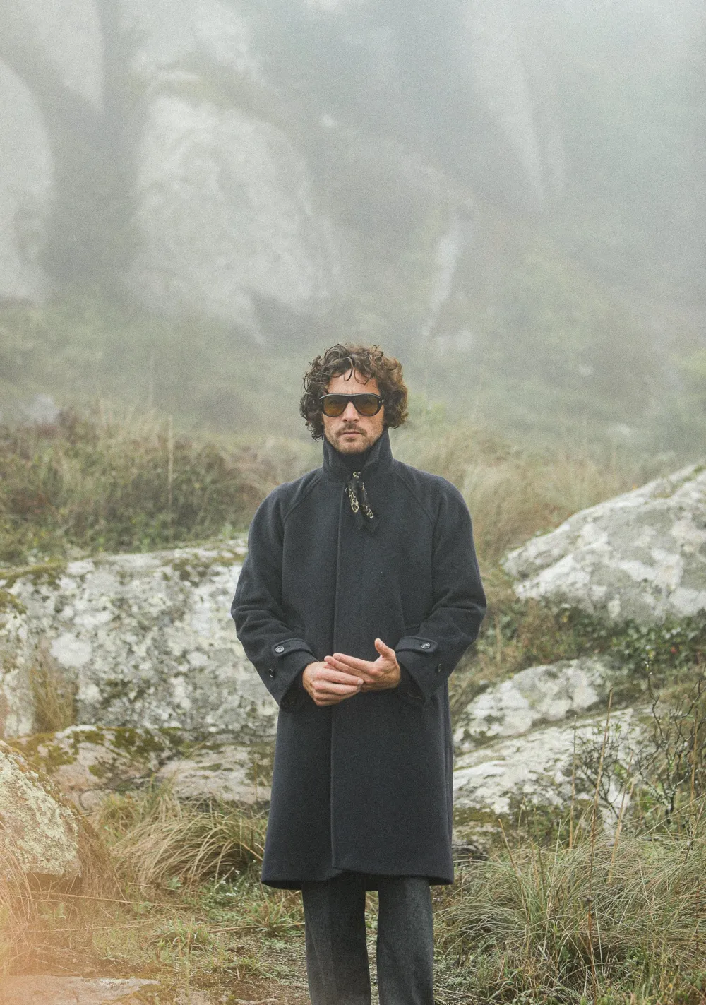 Drapeau Noir Manteau Balmaccan Laine & Cachemire Marine Clearance