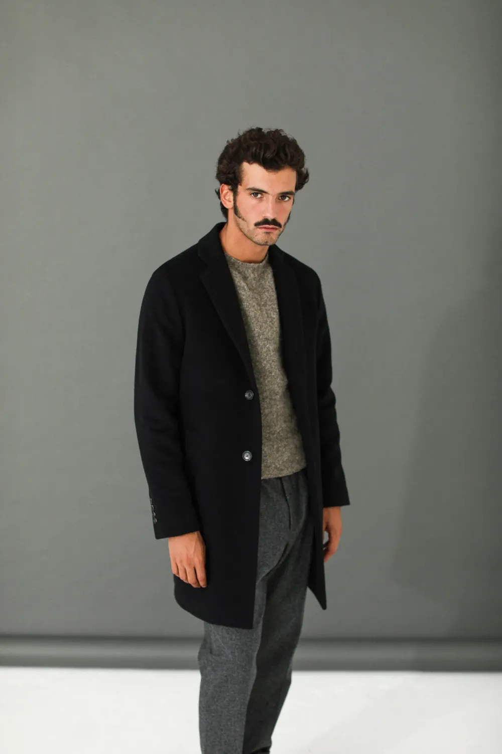 Drapeau Noir Manteau Confort Laine & Cachemire Noir Black Best