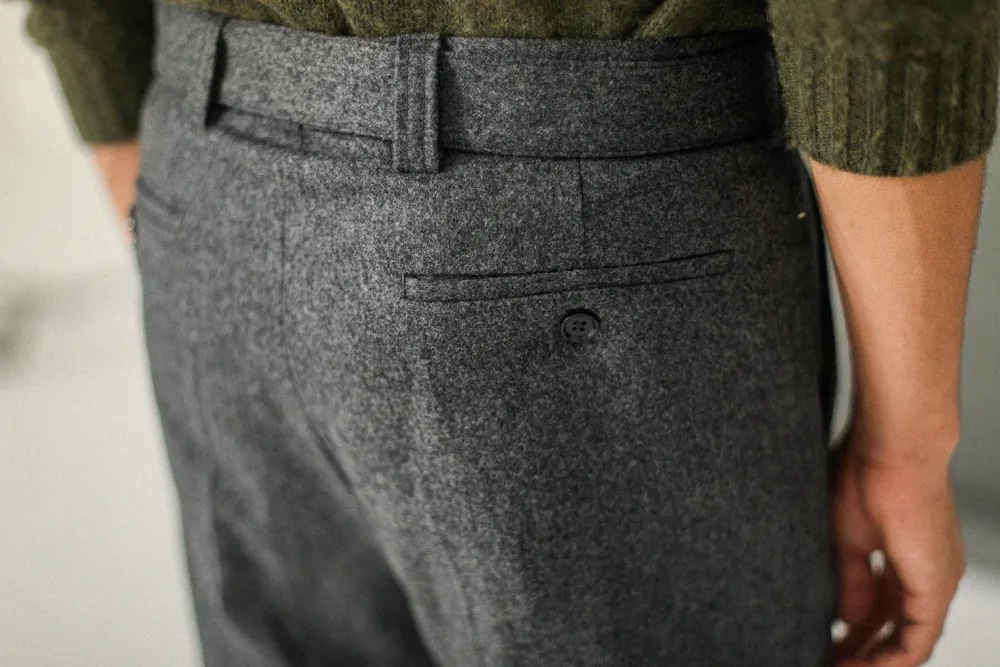 Drapeau Noir Pantalon Flanelle Double Pince - Foncé Gris Cheap