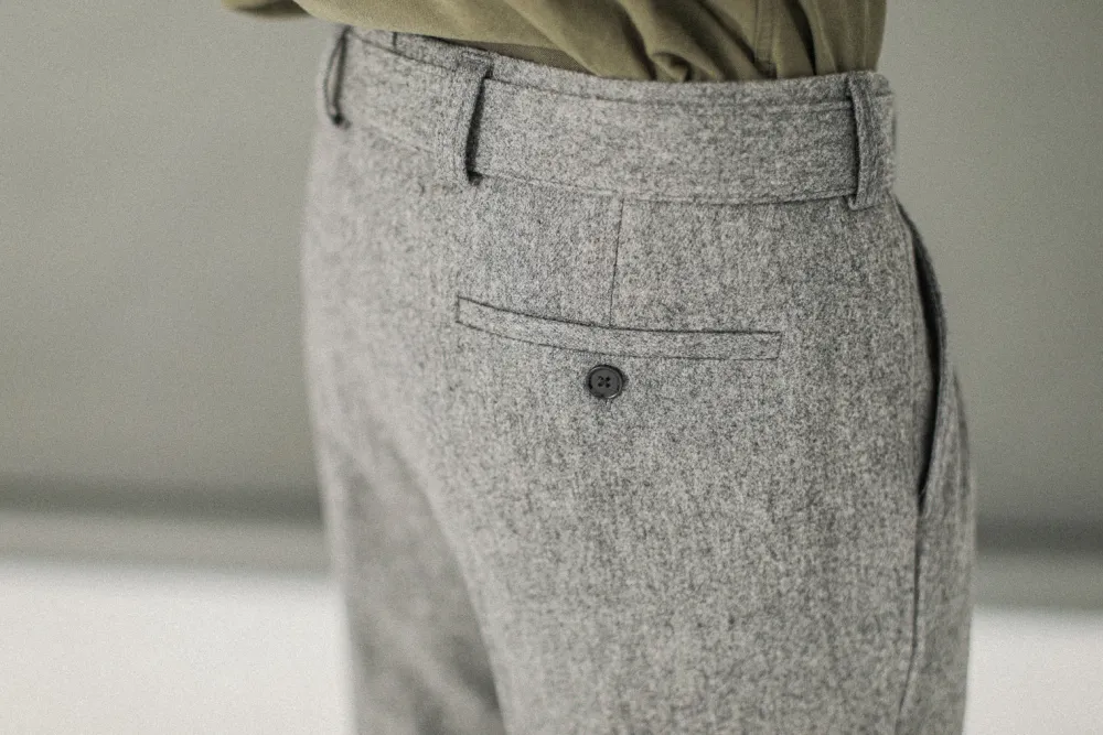 Drapeau Noir Pantalon Flanelle double pinces - Gris Clair Light Grey Cheap