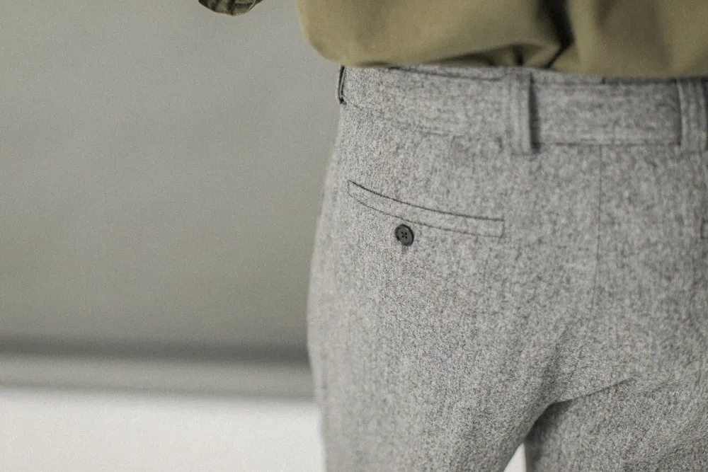 Drapeau Noir Pantalon Flanelle double pinces - Gris Clair Light Grey Cheap
