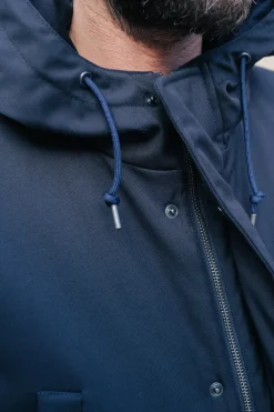 Drapeau Noir Parka Classique Imperméable Marine Navy Best