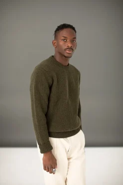 Drapeau Noir Pull Militaire Lambswool Khaki Hot