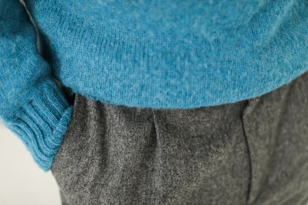 Drapeau Noir Pull Shetland "Shaggy" Bleu Blue Best