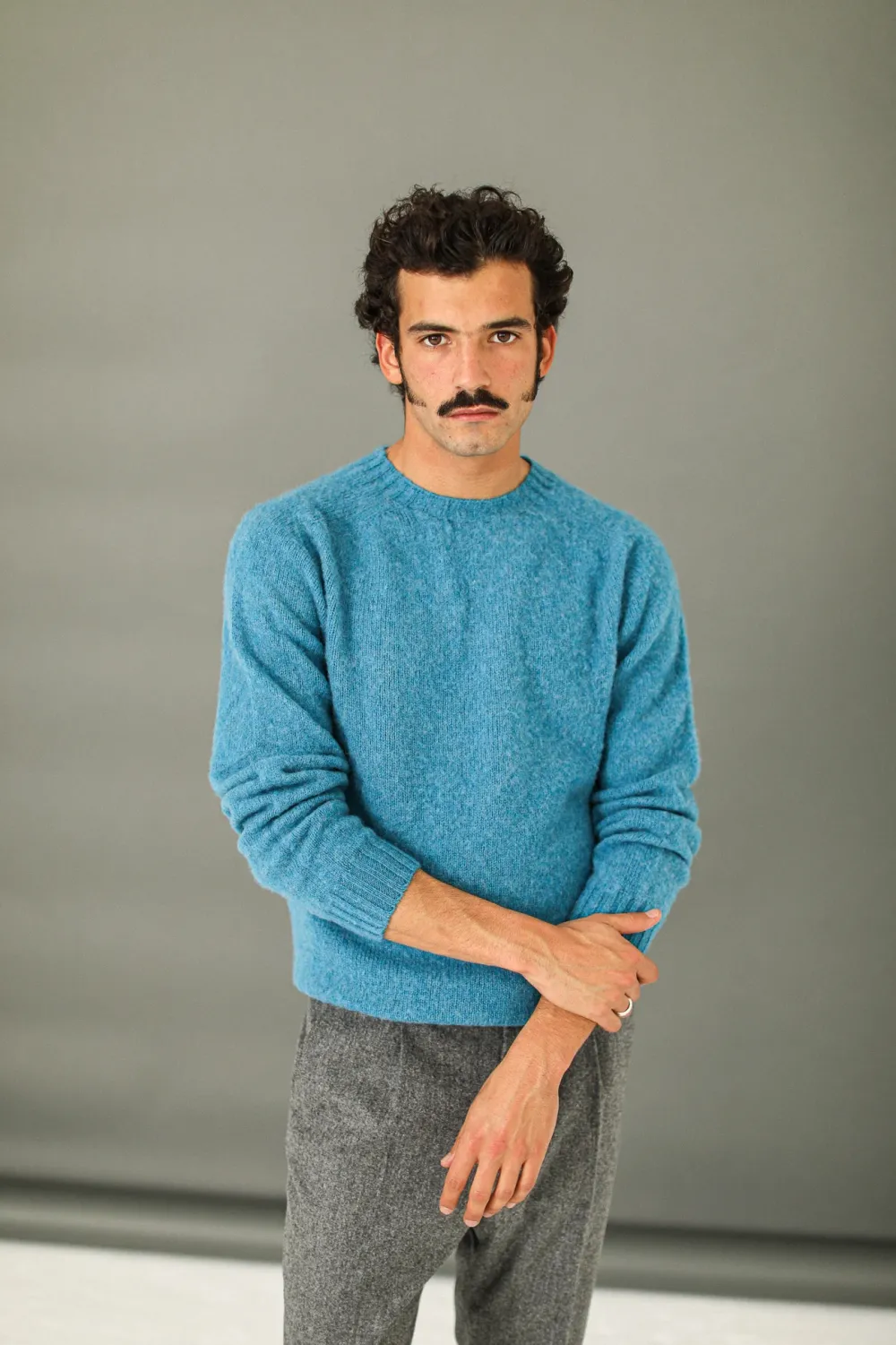 Drapeau Noir Pull Shetland "Shaggy" Bleu Blue Best