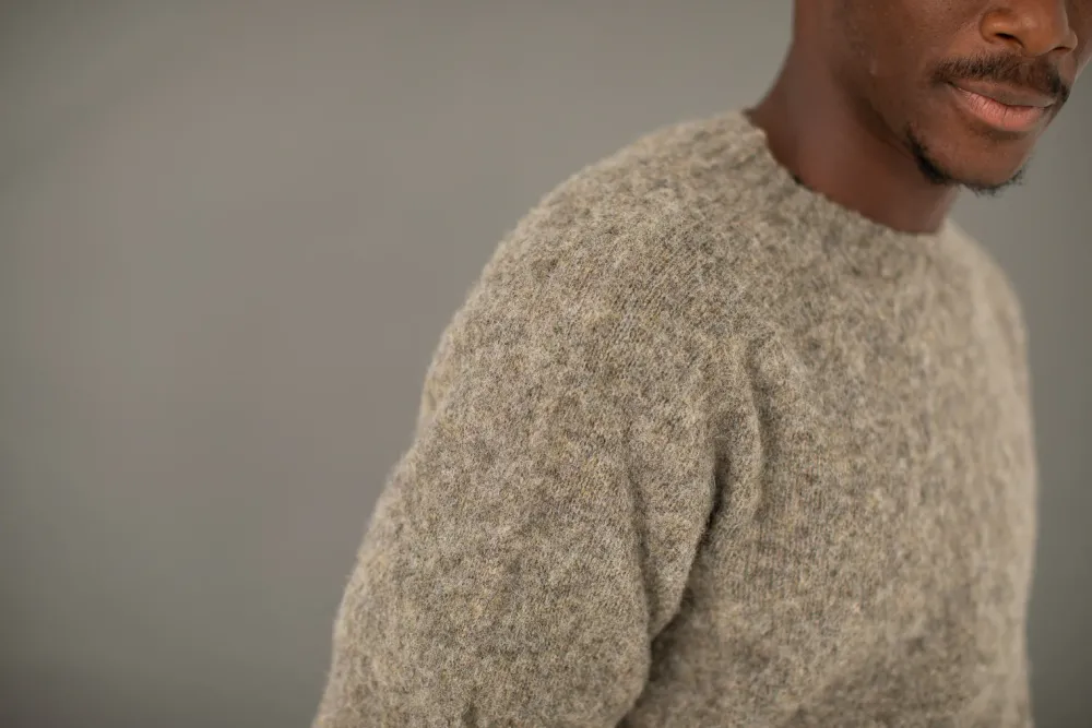 Drapeau Noir Pull Shetland "Shaggy" Gris Light Grey Online