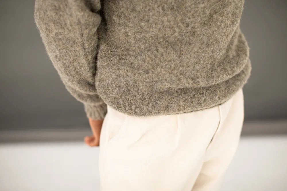 Drapeau Noir Pull Shetland "Shaggy" Gris Light Grey Online