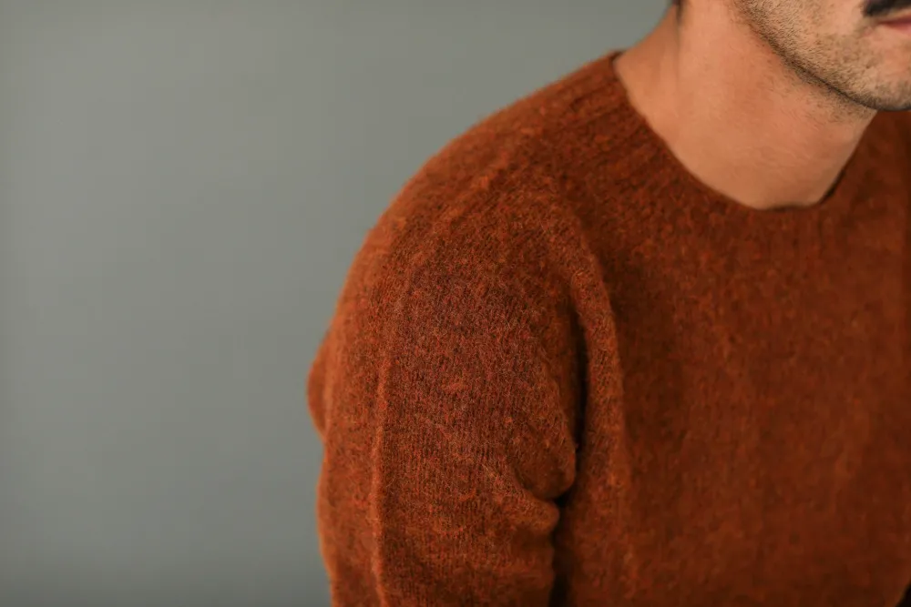 Drapeau Noir Pull Shetland "Shaggy" Rouille Best Sale
