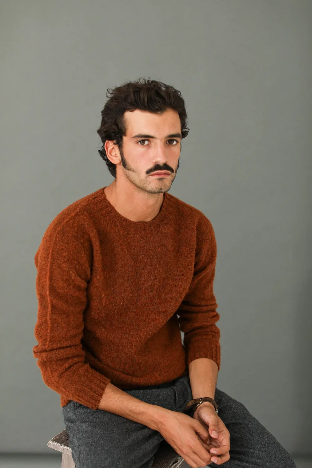 Drapeau Noir Pull Shetland "Shaggy" Rouille Best Sale