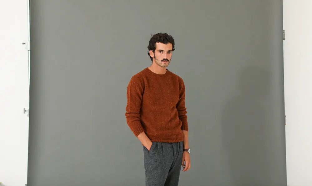 Drapeau Noir Pull Shetland "Shaggy" Rouille Best Sale