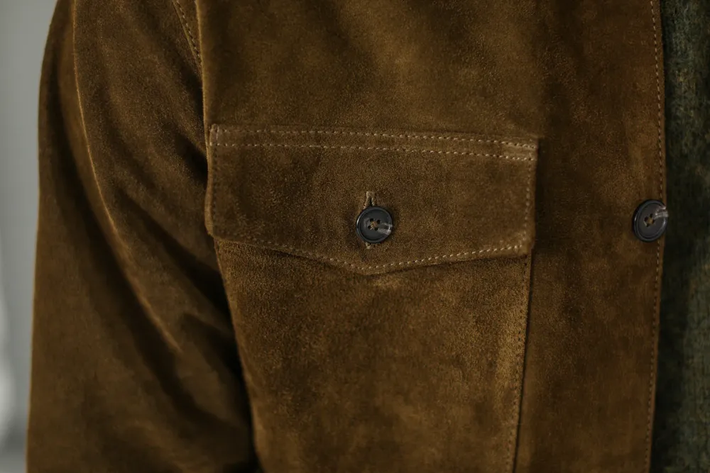 Drapeau Noir Surchemise Cuir Suédé Olive Store