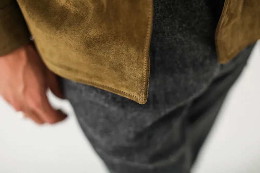 Drapeau Noir Surchemise Cuir Suédé Olive Store