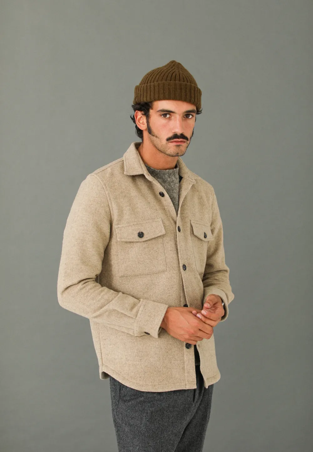 Drapeau Noir Surchemise Laine Lambswool - New Fit Crème Fashion
