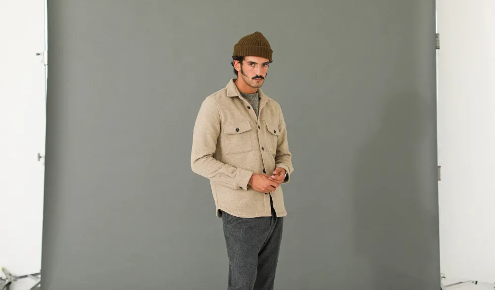 Drapeau Noir Surchemise Laine Lambswool - New Fit Crème Fashion