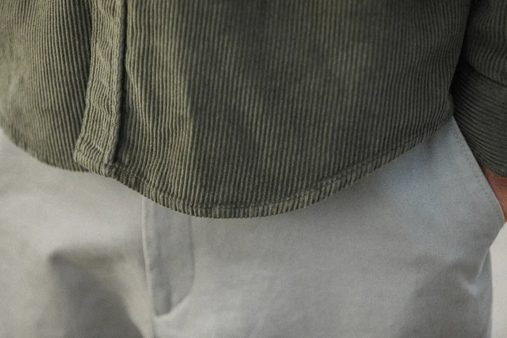 Drapeau Noir Surchemise Military Velours - Modern Fit Khaki Best Sale