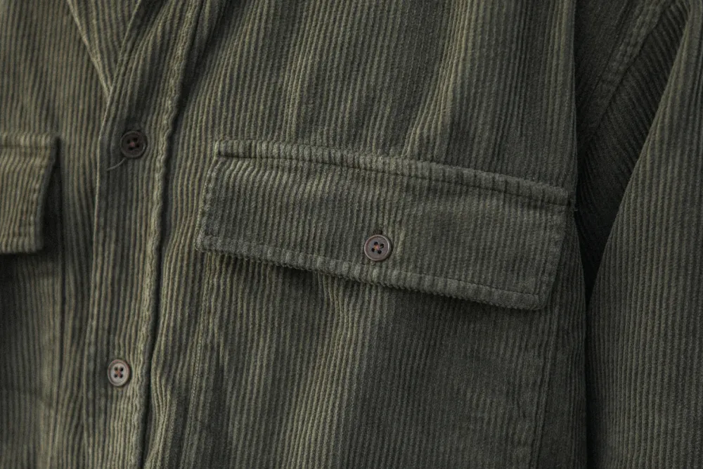 Drapeau Noir Surchemise Military Velours - Modern Fit Khaki Best Sale