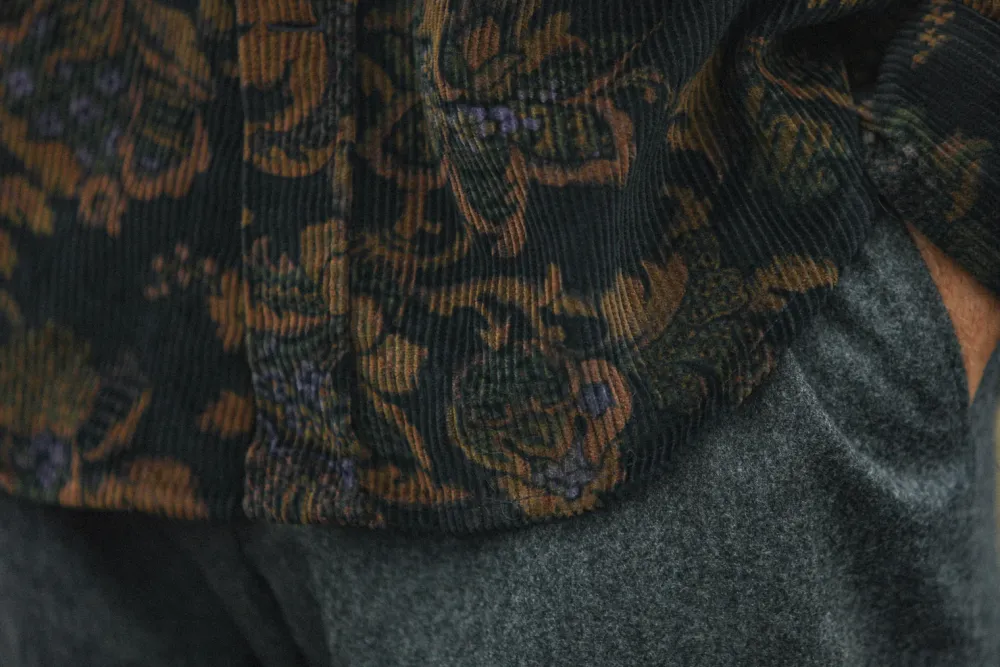 Drapeau Noir Surchemise Velours Japan Paisley - New Modern Fit Navy Online