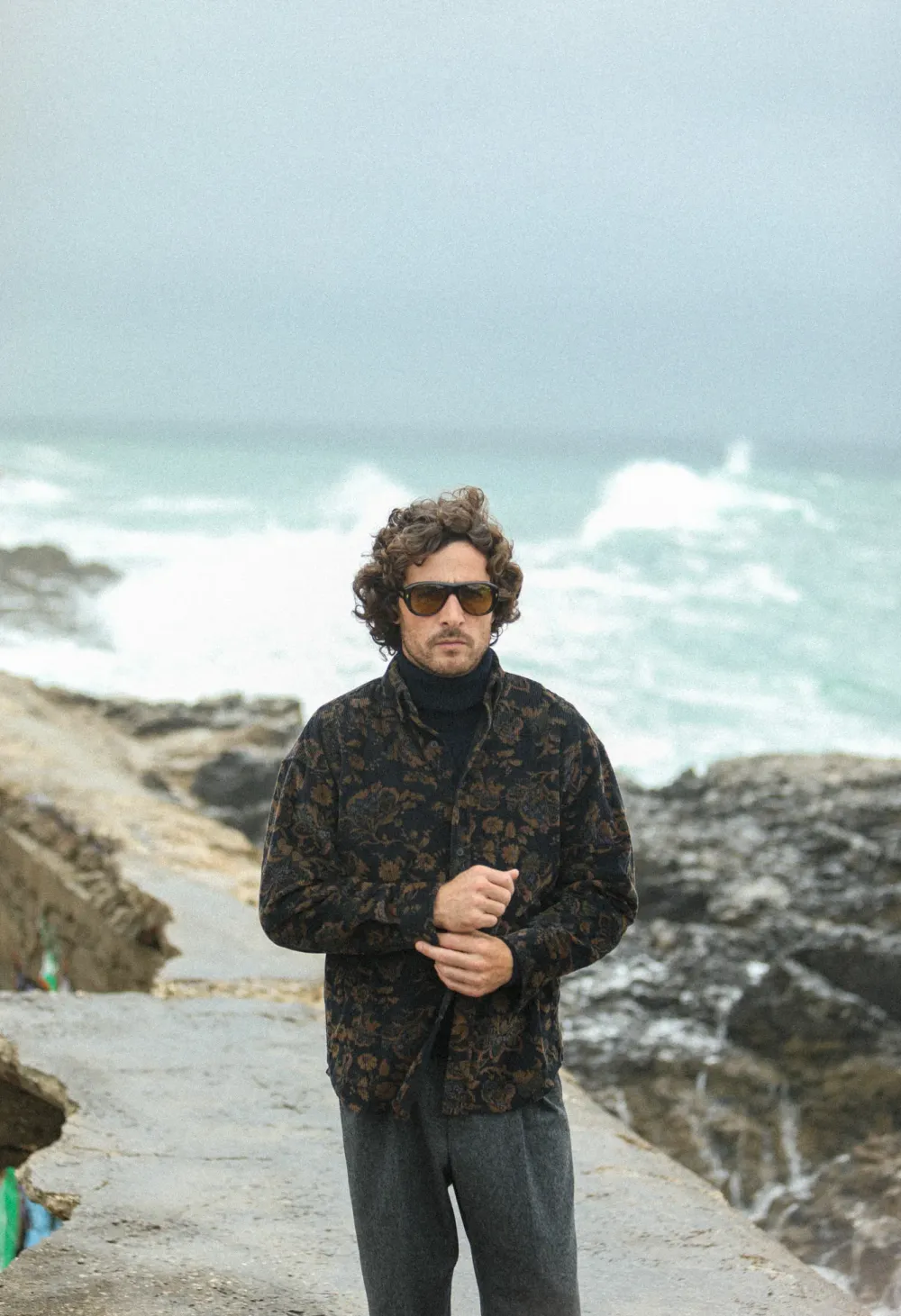 Drapeau Noir Surchemise Velours Japan Paisley - New Modern Fit Navy Online