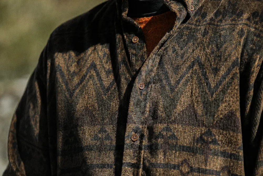 Drapeau Noir Surchemise Velours Japan Navajo - New Modern Fit Brown Discount