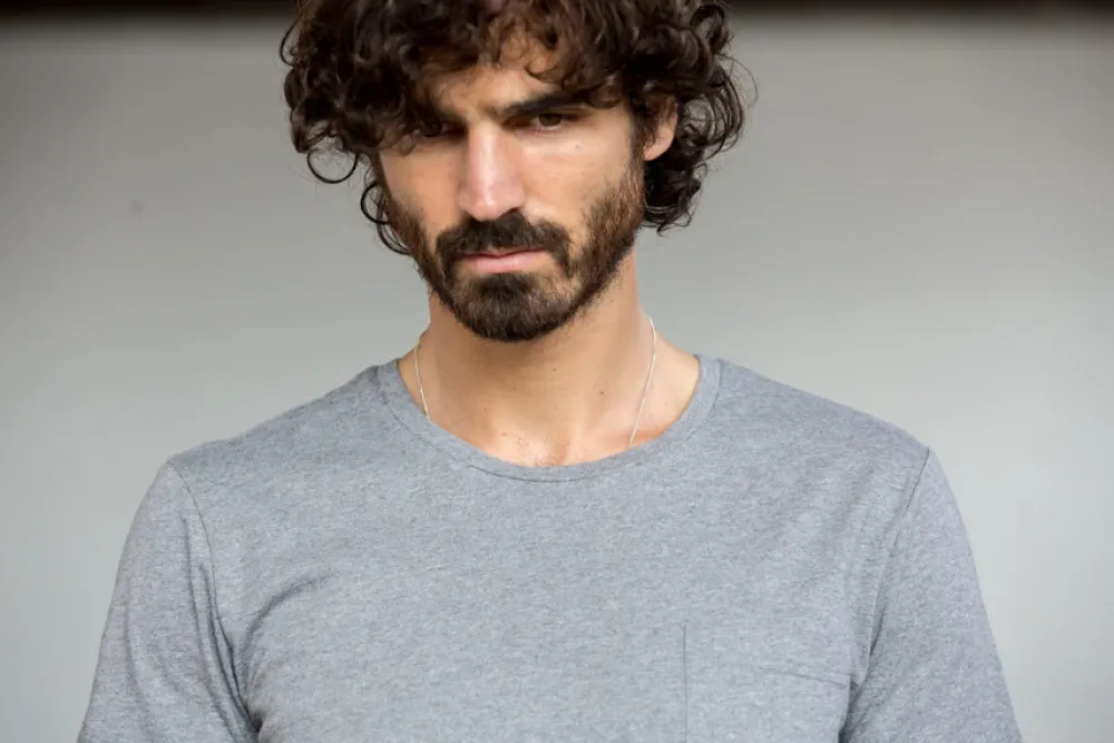 Drapeau Noir Tee-shirt Pocket Gris Grey Fashion
