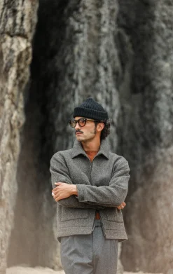Drapeau Noir Veste Aviator Laine Chevrons Brown Sale