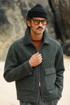 Drapeau Noir Veste Aviator Laine Chevrons Khaki Cheap