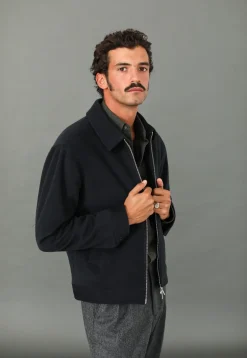 Drapeau Noir Veste Laine & Cachemire Navy Marine Cheap