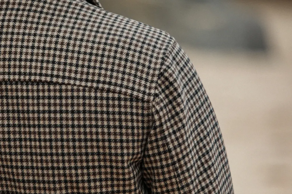 Drapeau Noir Veste Laine Pied de Poule Beige Shop