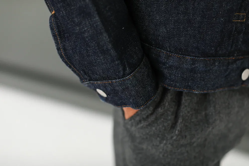 Drapeau Noir Veste "Type II" Denim Japonais Brut Indigo Sale