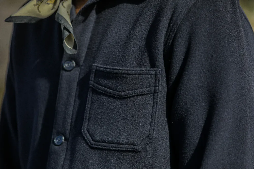 Drapeau Noir Veste Worker Laine & Cachemire Navy Clearance