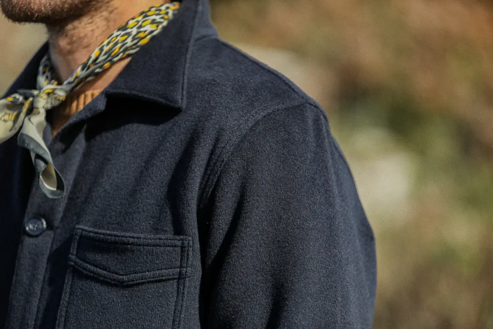 Drapeau Noir Veste Worker Laine & Cachemire Navy Clearance