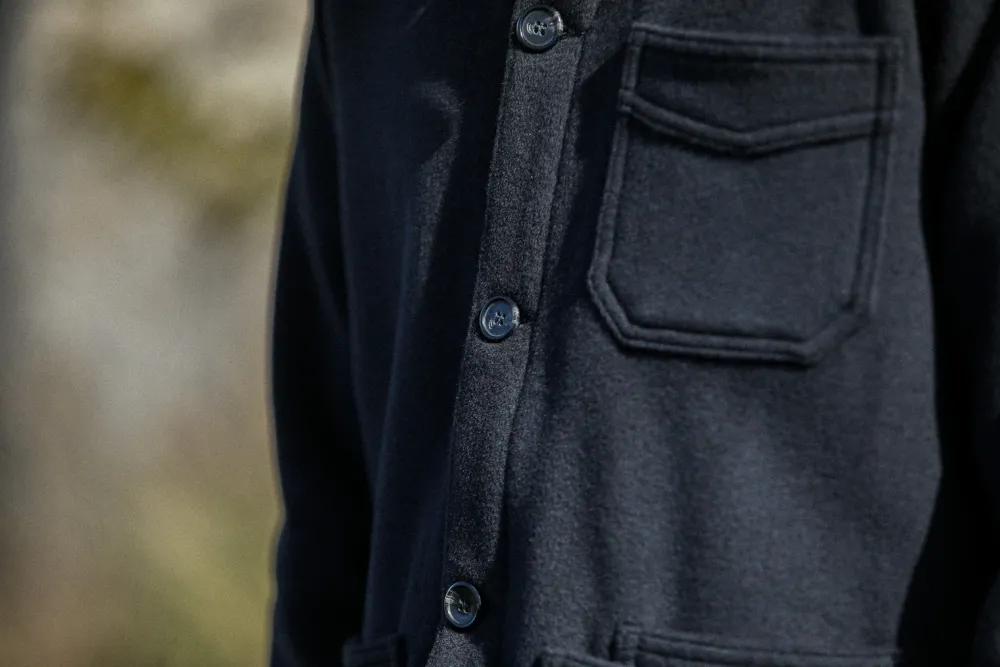 Drapeau Noir Veste Worker Laine & Cachemire Navy Clearance