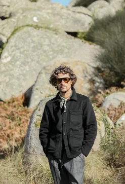 Drapeau Noir Veste Worker Laine & Cachemire e Noir Shop