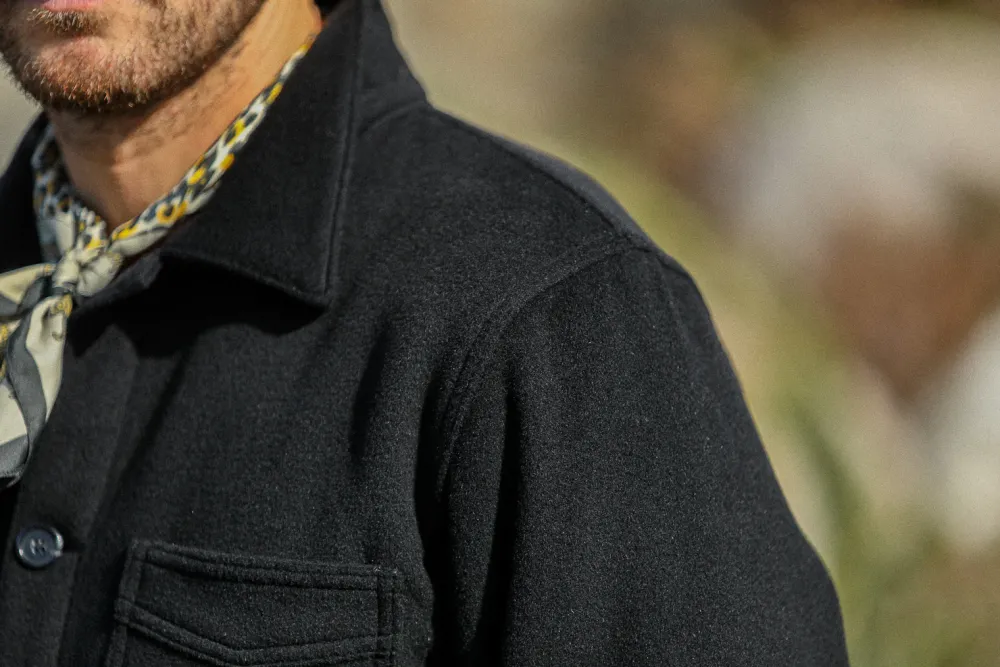 Drapeau Noir Veste Worker Laine & Cachemire e Noir Shop